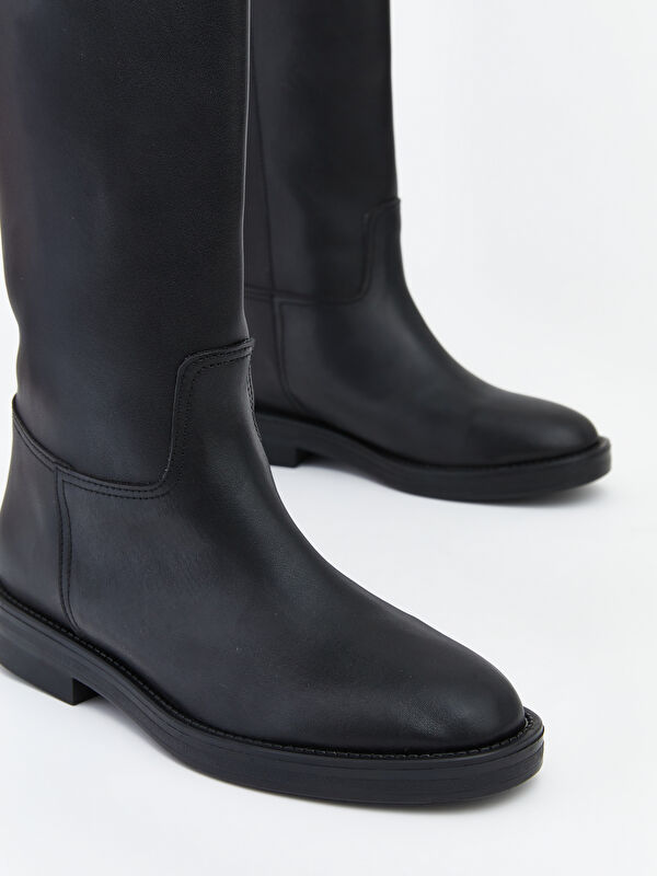 Deri Görünümlü Kadın Çizme - Görsel 4