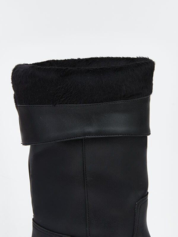 Deri Görünümlü Kadın Çizme - Görsel 7