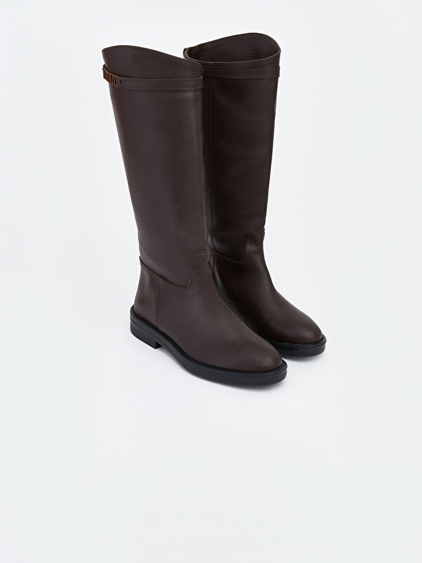 Deri Görünümlü Kadın Çizme - Görsel 2