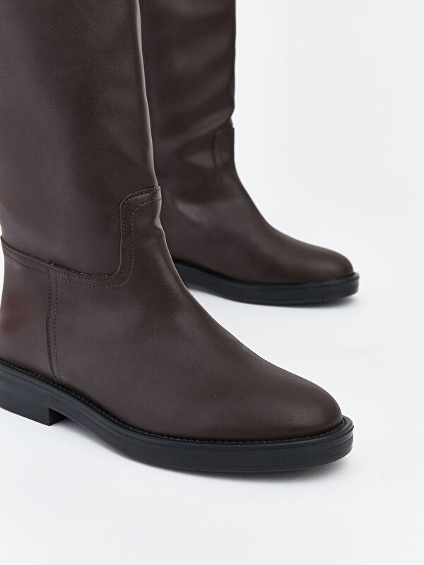 Deri Görünümlü Kadın Çizme - Görsel 4