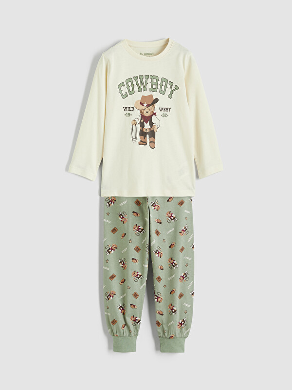 LCW Kids Ayı Teddy Baskılı Erkek Çocuk Pijama Takımı Aile Kombini