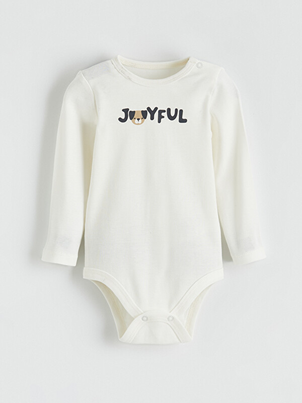 LCW baby Bisiklet Yaka Baskılı Erkek Bebek Çıtçıtlı Body