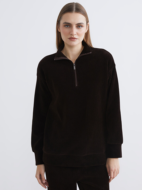 LCW EVERYDAY Dik Yaka Fitilli Kadın Sweatshirt