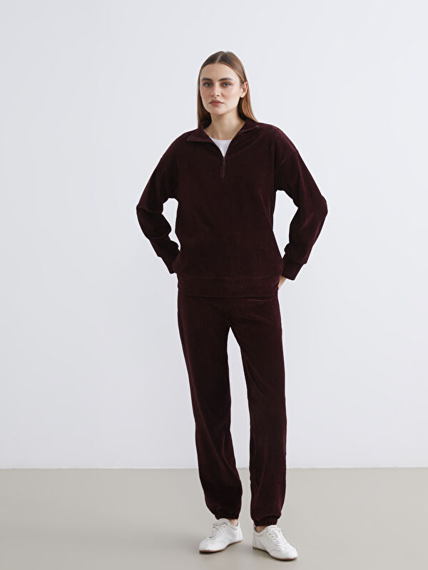 LCW EVERYDAY Beli Lastikli Kadın Kadife Jogger Eşofman Altı