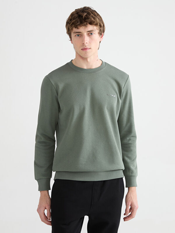 SOUTHBLUE Bisiklet Yaka Baskılı Erkek Kalın Sweatshirt