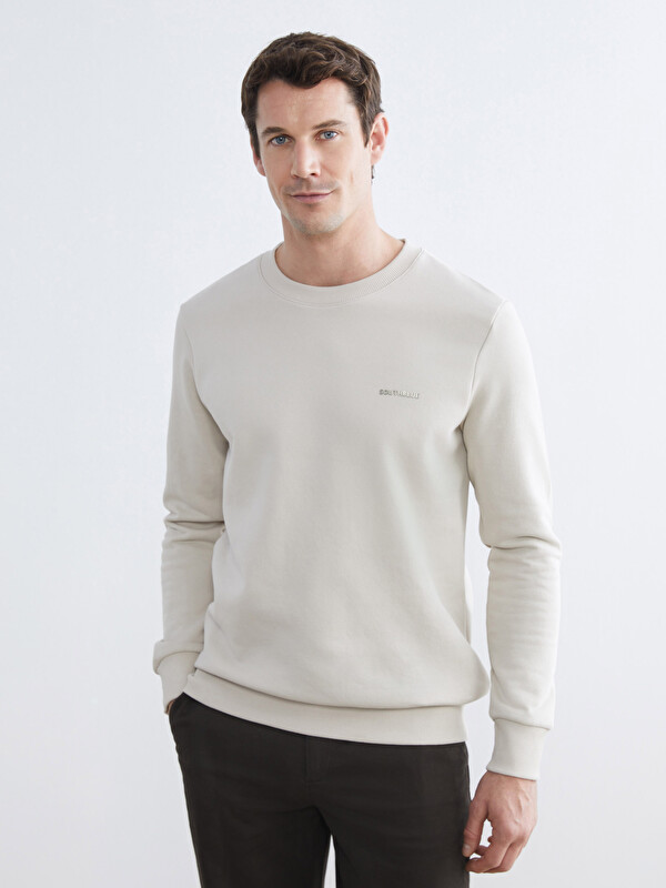 SOUTHBLUE Bisiklet Yaka Baskılı Erkek Kalın Sweatshirt