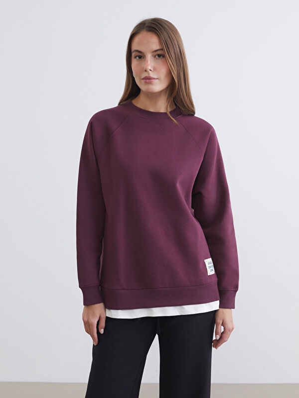 LCW Comfort Bisiklet Yaka Oversize Kadın Kalın Sweatshirt