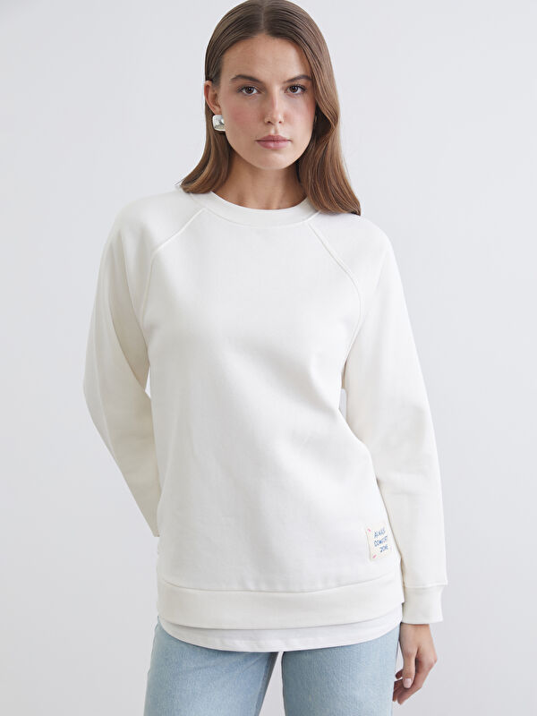 LCW Comfort Bisiklet Yaka Oversize Kadın Kalın Sweatshirt