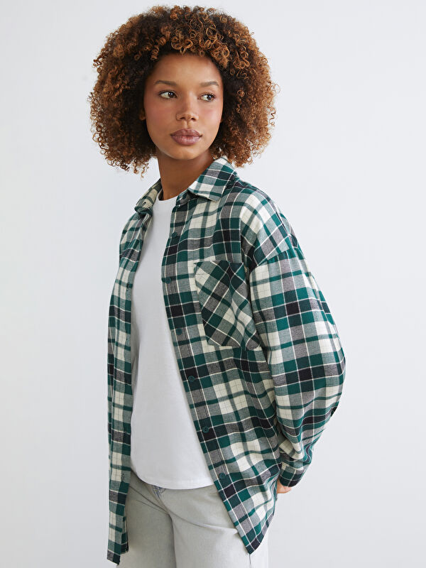 XSIDE Ekose Oversize Kadın Oduncu Gömlek