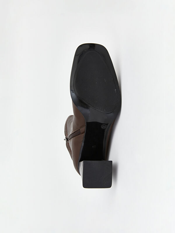 Deri Görünümlü Kadın Topuklu Bot - Görsel 5