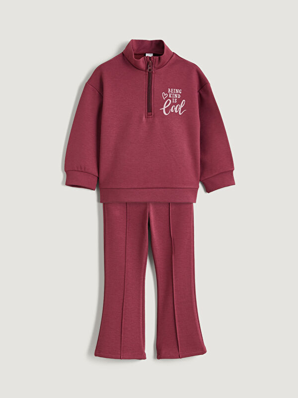 LCW Kids Baskılı Kız Çocuk Sweatshirt ve Pantolon 2'li