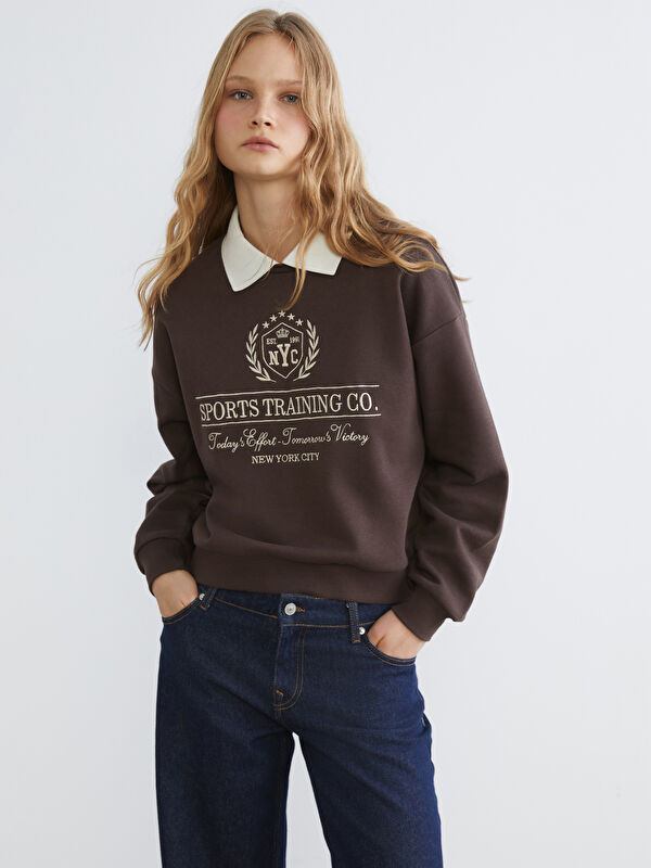 XSIDE New York Nakışlı Kadın Kalın Sweatshirt