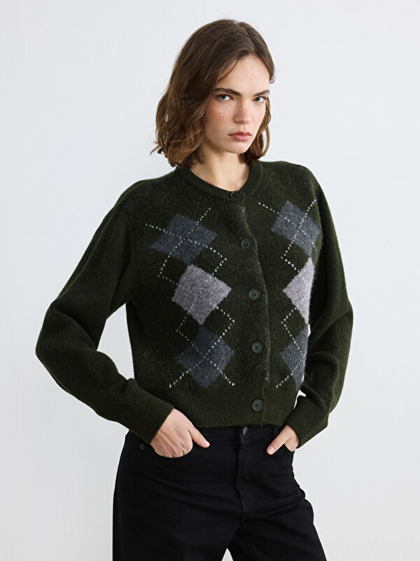 LCW Vision Argyle-Muster Damen Strick Cardigan