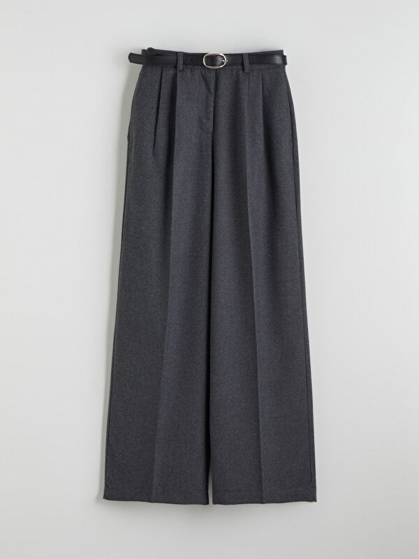 XSIDE Beli Kemerli Loose Fit Kadın Pileli Pantolon