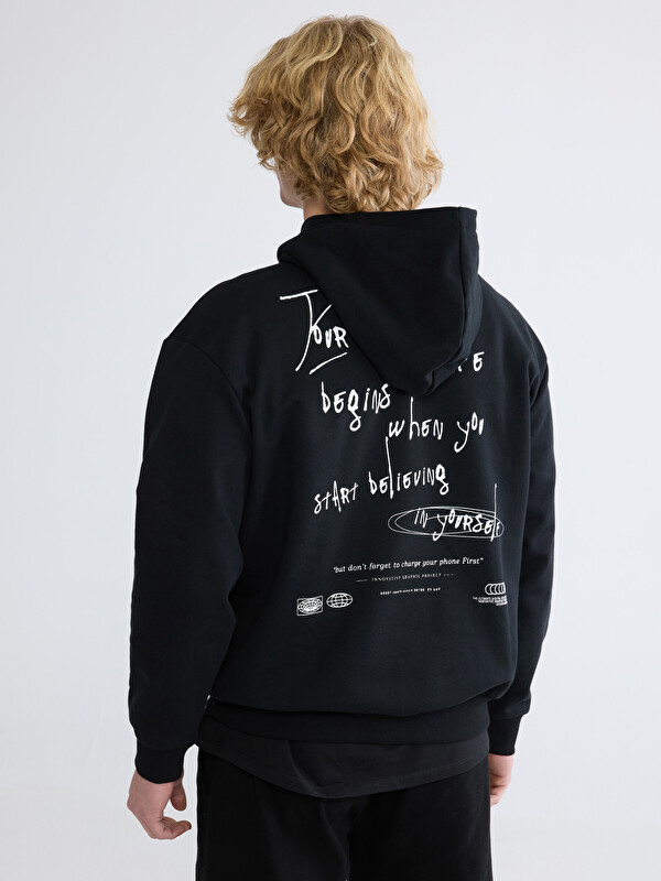 XSIDE Sweatshirt à capuche Épais Imprimé pour Hommes