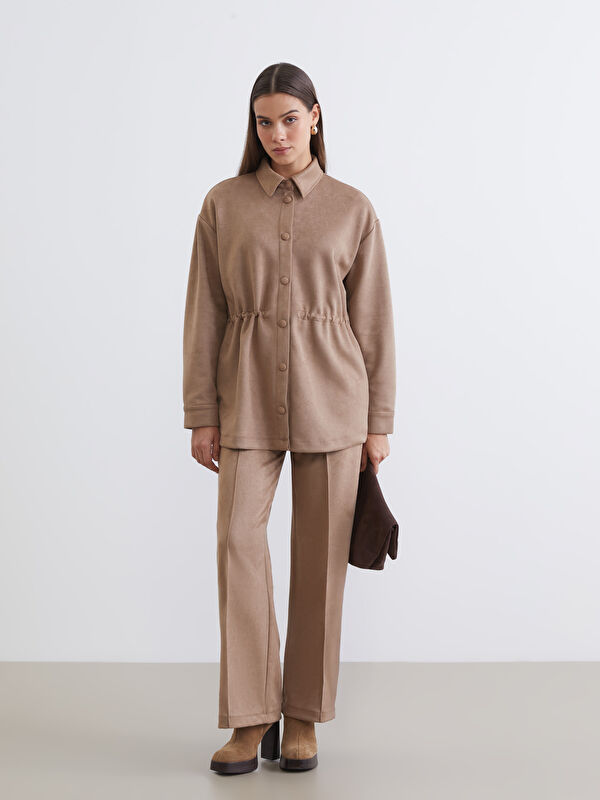 LCW Modest Standart Fit Kadın Süet Görünümlü Pantolon