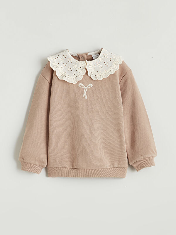 LCW baby Bebe Yakalı Kız Bebek Sweatshirt