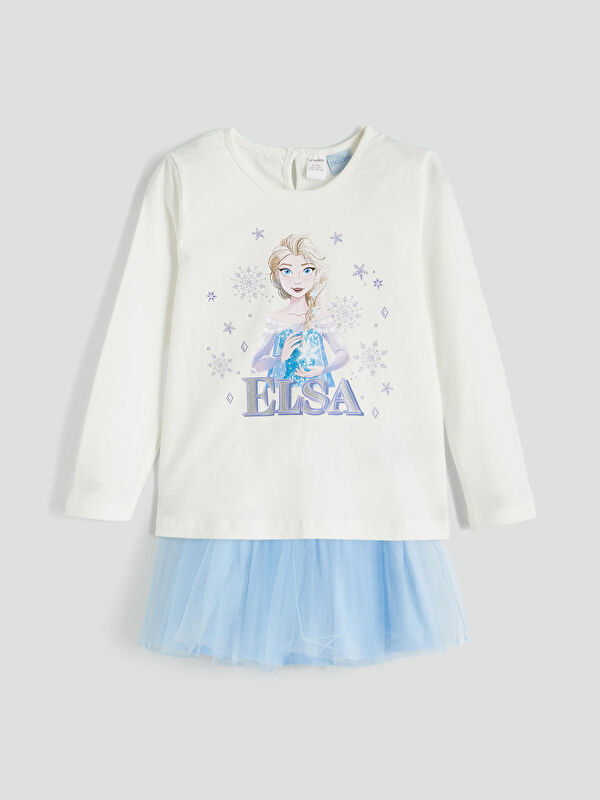 LCW Kids Elsa Baskılı Kız Çocuk Tişört ve Tütü Etek