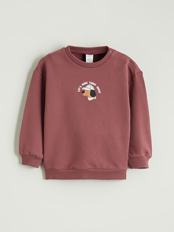 LCW baby Bisiklet Yaka Baskılı Erkek Bebek Sweatshirt