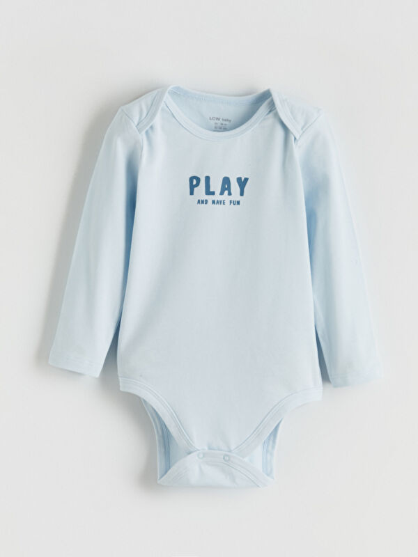 LCW baby Yazı Baskılı Erkek Bebek Çıtçıtlı Body