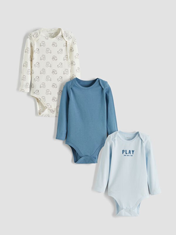 LCW baby Baskılı Erkek Bebek Çıtçıtlı Body 3'lü