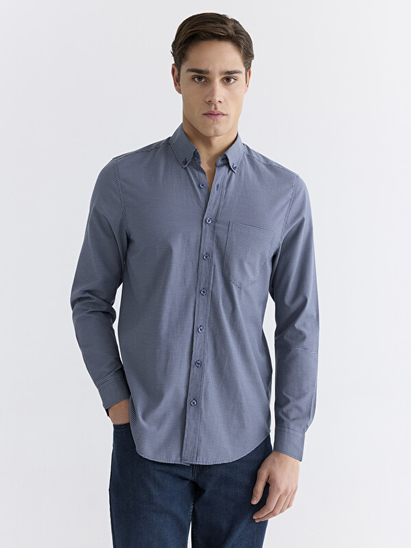 LCWAIKIKI Classic Regular Fit Ekose Poplin Erkek Gömlek
