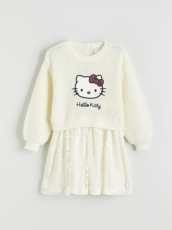 LCW Kids Hello Kitty Nakışlı Kız Çocuk Elbise