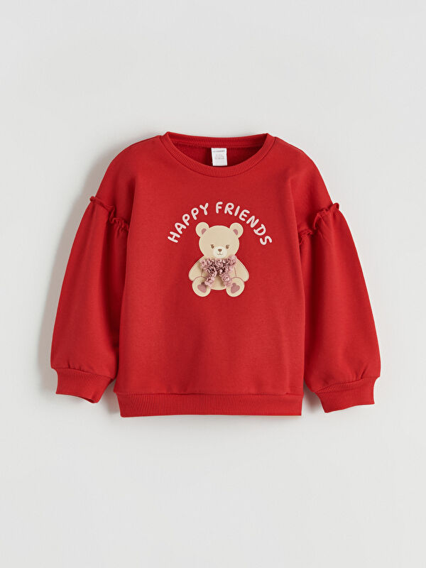 LCW baby Ayıcık Baskılı Kız Bebek Sweatshirt