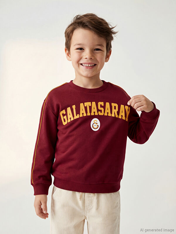LCW Kids Galatasaray Baskılı Erkek Çocuk Kalın Sweatshirt