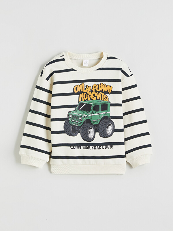 LCW Kids Araba Baskılı Erkek Çocuk Sweatshirt