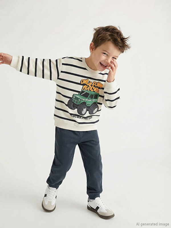 LCW Kids Baskılı Erkek Çocuk Sweatshirt ve Pantolon Takım 2'li
