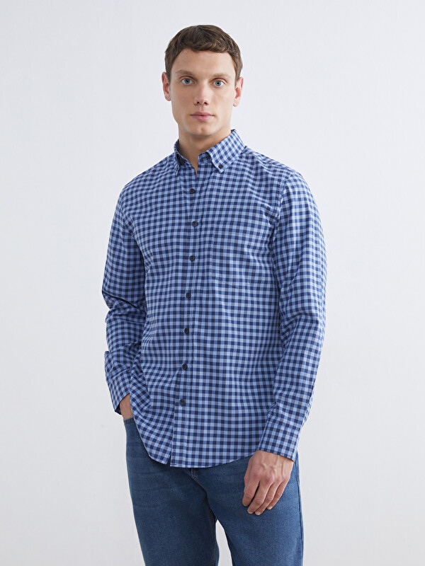 LCWAIKIKI Classic Regular Fit Ekose Poplin Erkek Gömlek