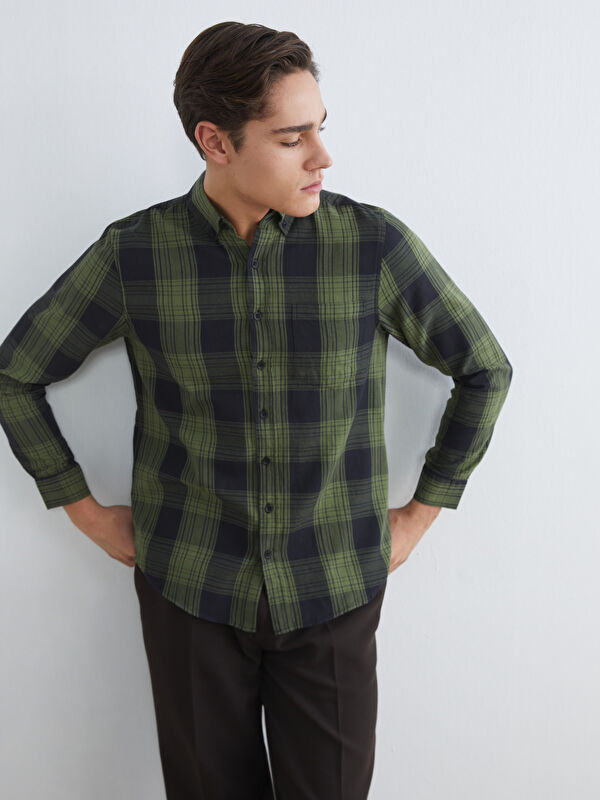 LCWAIKIKI Classic Regular Fit Ekose Poplin Erkek Gömlek