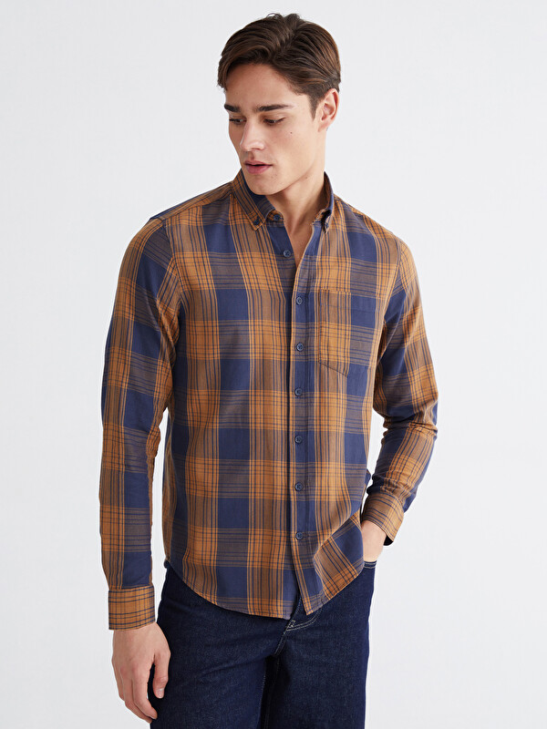 LCWAIKIKI Classic Regular Fit Ekose Poplin Erkek Gömlek