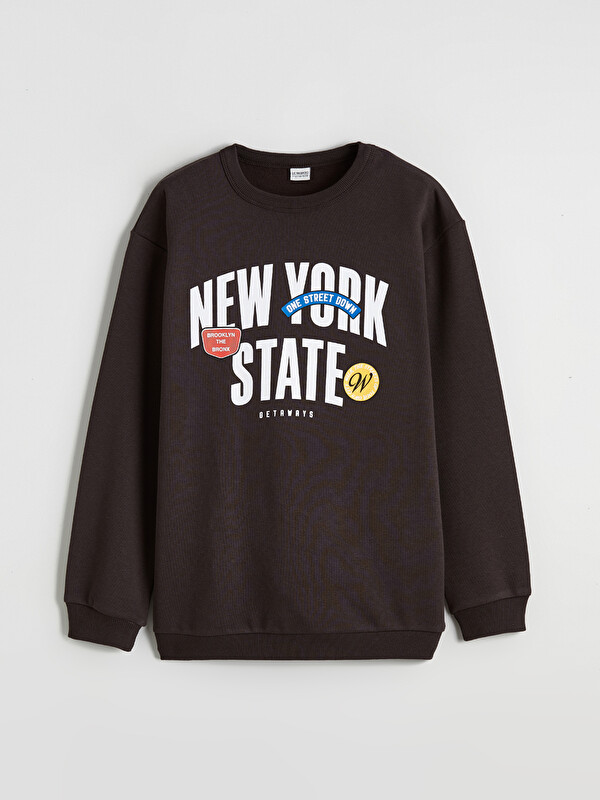 LCW Kids New York Baskılı Erkek Çocuk Kalın Sweatshirt