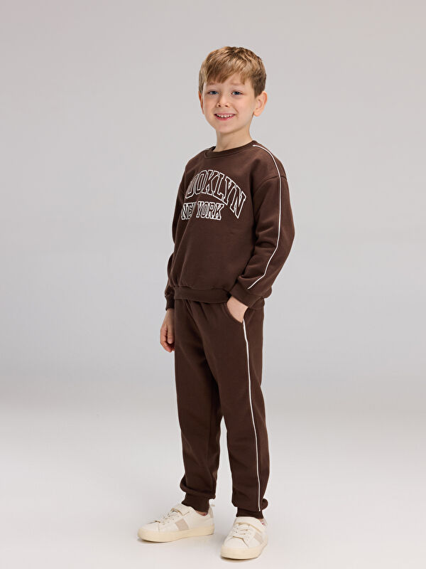 LCW Kids New York Baskılı Erkek Çocuk Kalın Sweatshirt ve Eşofman Altı