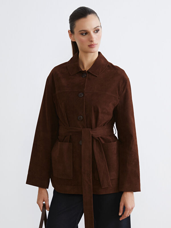 Soulife Oversize Women's Suede Look Shirt Jacket