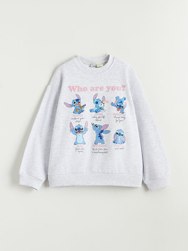 LCW Kids Stitch Baskılı Kız Çocuk Kalın Sweatshirt