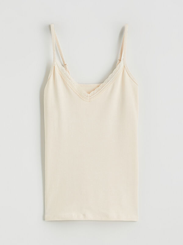 LCW DREAM V Neck Lace Detail Strappy Women's Vest