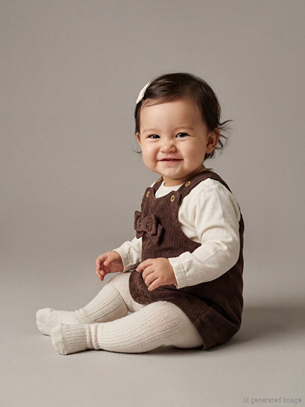LCW baby Kadife Kız Bebek Salopet Elbise