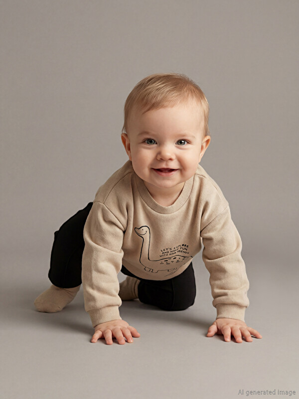 LCW baby Baskılı Erkek Bebek Sweatshirt ve Pantolon
