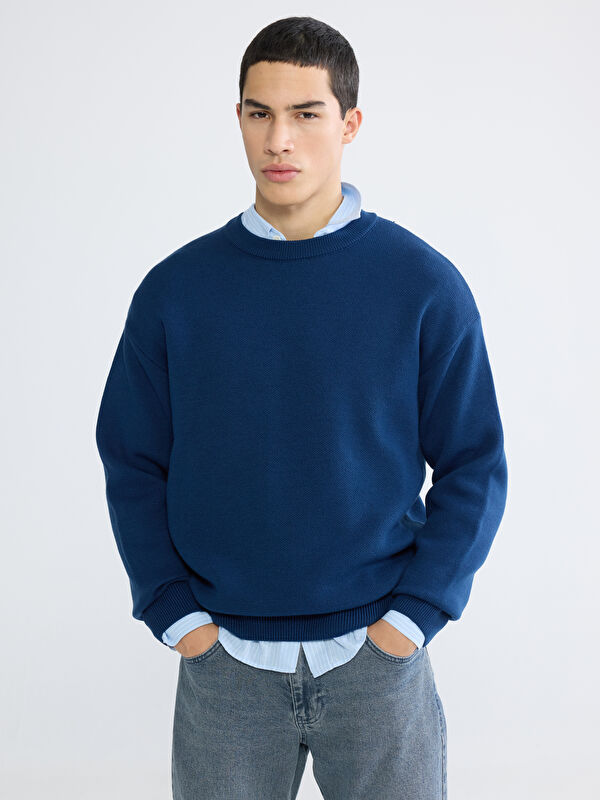 XSIDE Crew Neck Long Sleeve Men's Tricot Sweater