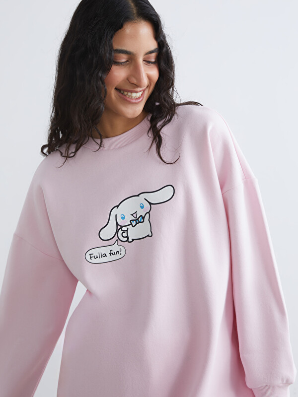 LCW Modest Cinnamoroll Baskılı Kadın Kalın Sweatshirt Tunik