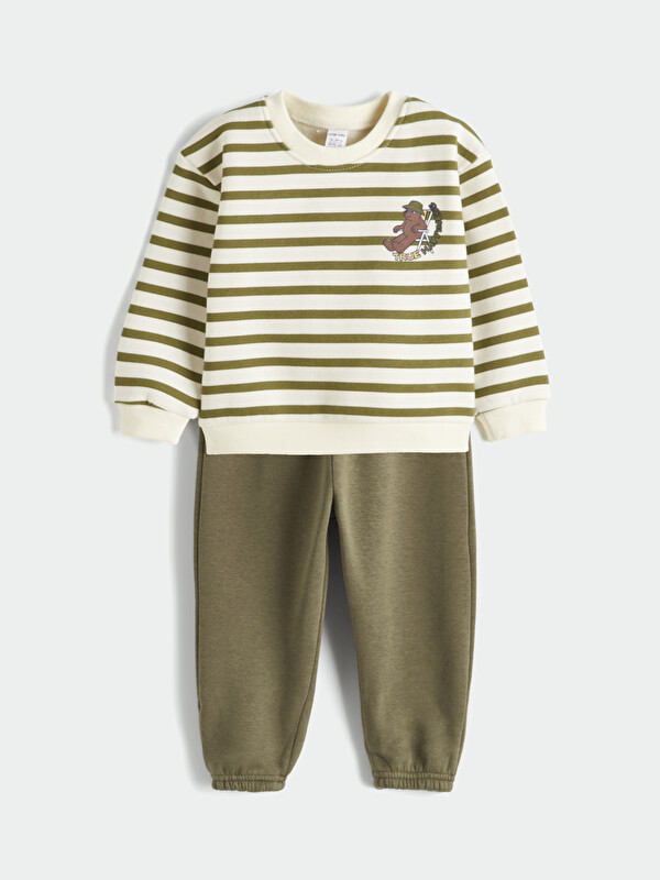LCW baby Printed Baby Boy Thick Sweatshirt and Sweatpants