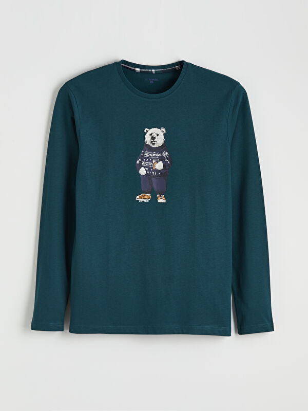LC WAIKIKI Bisiklet Yaka  Ayı Teddy Baskılı Erkek Pijama Üst