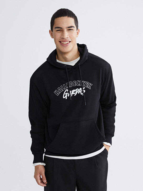 XSIDE Uzun Kollu Baskılı Erkek Hoodie