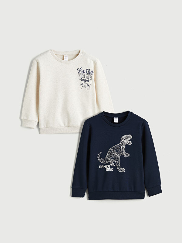 LCW Kids Baskılı Erkek Çocuk Kalın Sweatshirt 2'li