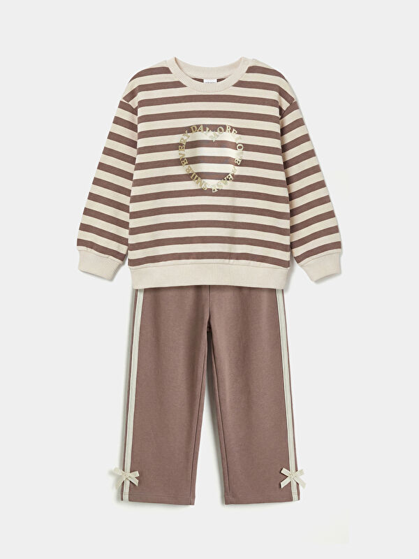 LCW baby Baskılı Kız Bebek Sweatshirt ve Eşofman Altı