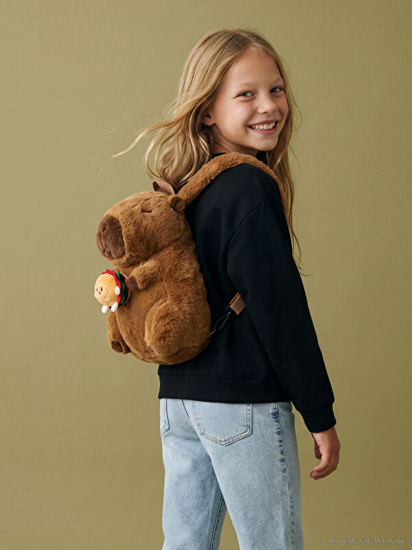 LCW ACCESSORIES Tierförmiger Plüsch-Rucksack für Mädchen
