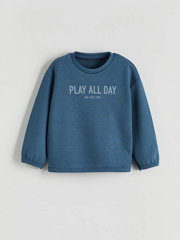 LCW baby Bisiklet Yaka Baskılı Erkek Bebek Sweatshirt